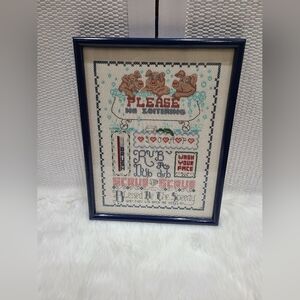 Rub a dub dub 3 pigs vintage 80s framed cross stitch art bathroom